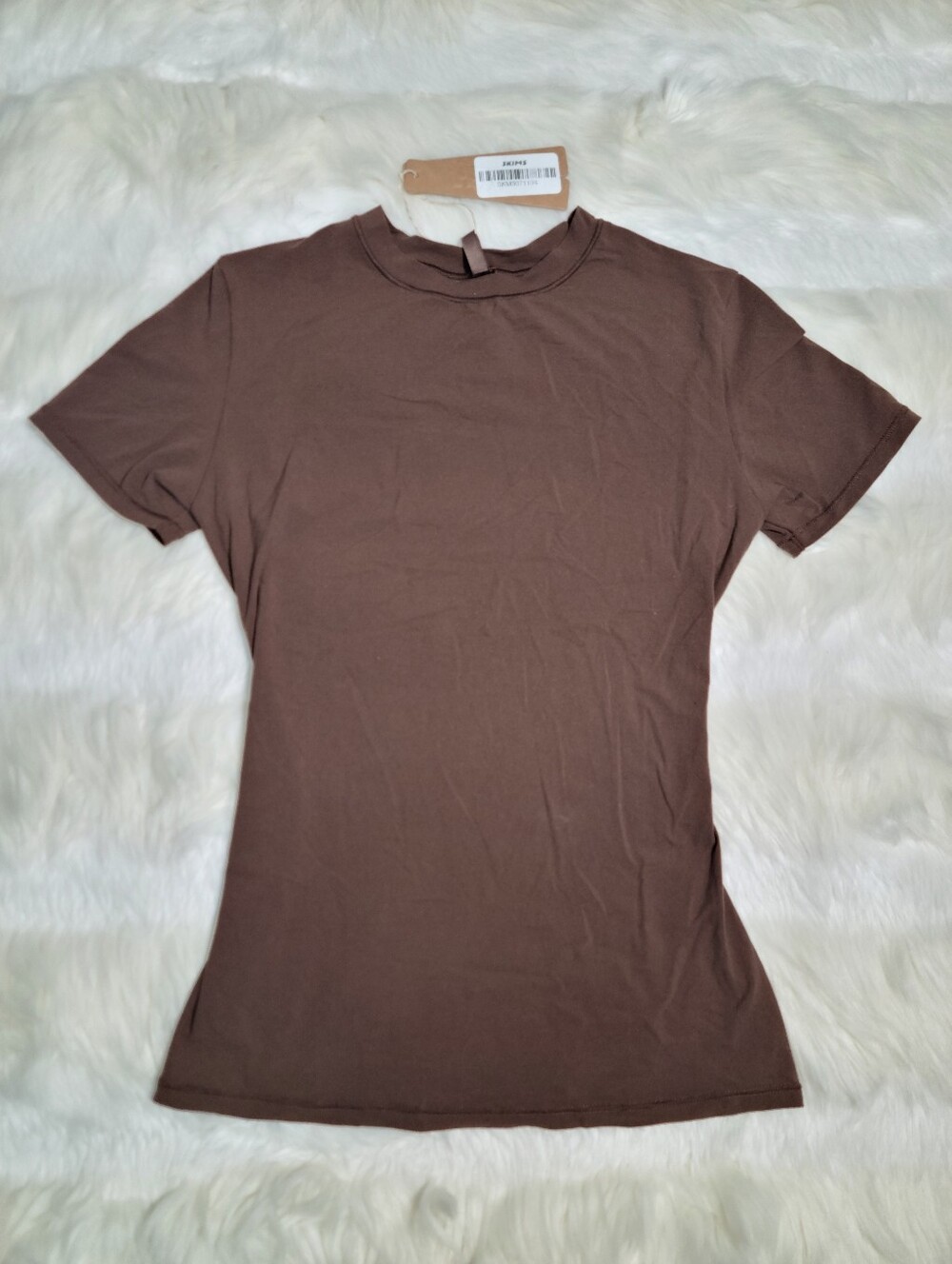 SKIMS Fits Everybody Short Sleeve T-shirt Brown Cocoa Women Small NEW